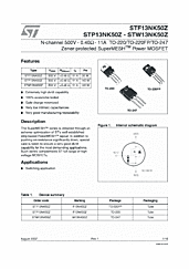 DataSheet STF13NK50Z pdf